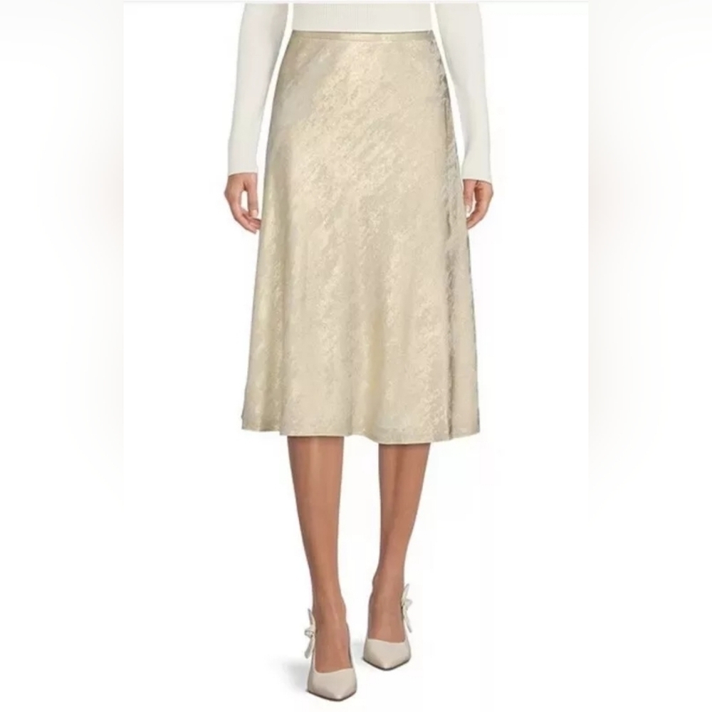 Alex Marie ALine Flowy Midi Length Skirt Size 16 Ivory Golden